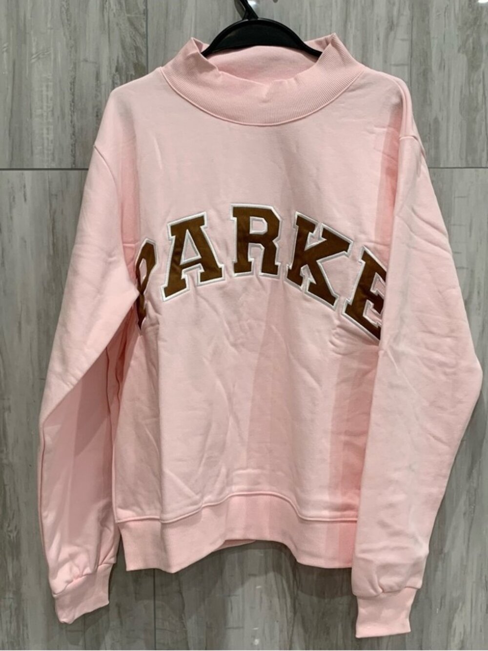 Parke the Label Pink Crewneck Sweatshirt Brown Logo